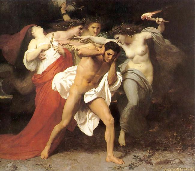 William-Adolphe Bouguereau The Remorse of Orestes or Orestes Pursued by the Furies China oil painting art